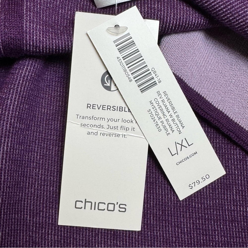 Chico's Reversible Ruana Mystique Purple - Picture 11 of 11